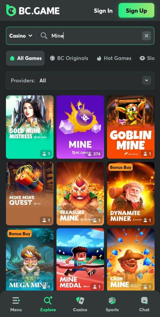 BC Game Mine Mobile